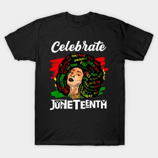 Juneteenth Afro Woman Black Queen African American Melanin T-Shirt